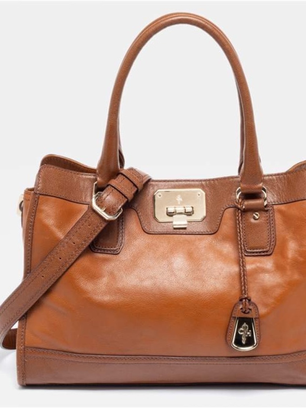 Cole Haan Brown Leather Kendra Tote with Gold-Tone Hardware